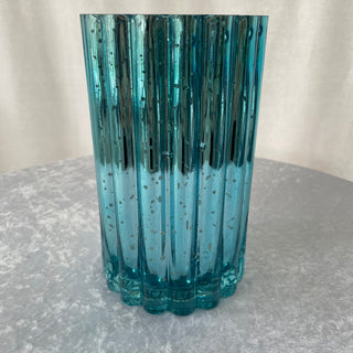 blue glass scalloped vase
