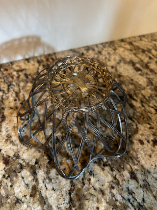 Small Vintage Hand-Woven Silver-Plated Basket