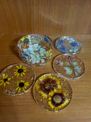 Floral Resin Coaster Set