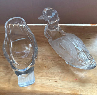 Crystal Duck with lid candy dish, frosted beak, tail and wings