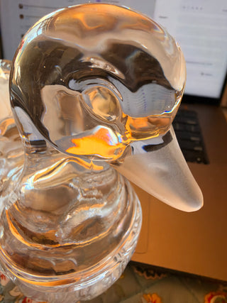 Crystal Duck with lid candy dish, frosted beak, tail and wings