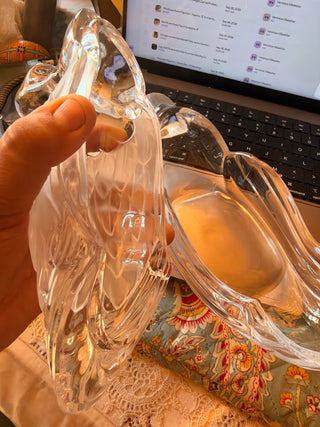 Crystal Duck with lid candy dish, frosted beak, tail and wings