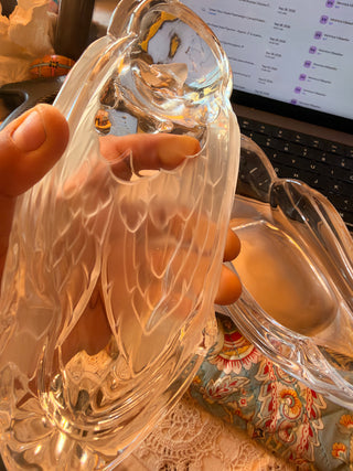 Crystal Duck with lid candy dish, frosted beak, tail and wings
