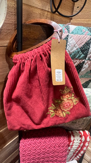 April Cornell Corduroy Embroidered Handbag