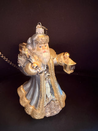 Glassware Art Studio Poland Santa Blown Glass Ornament Hand Painted 7"