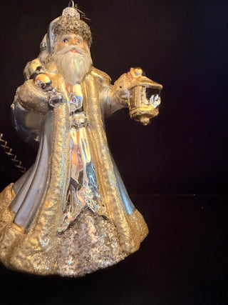Glassware Art Studio Poland Santa Blown Glass Ornament Hand Painted 7"