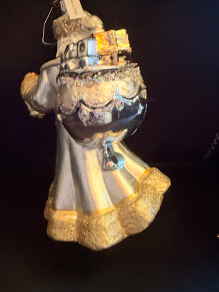 Glassware Art Studio Poland Santa Blown Glass Ornament Hand Painted 7"
