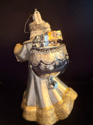 Glassware Art Studio Poland Santa Blown Glass Ornament Hand Painted 7"