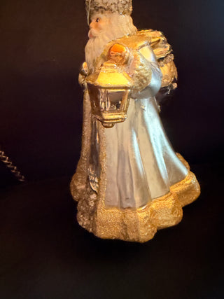 Glassware Art Studio Poland Santa Blown Glass Ornament Hand Painted 7"