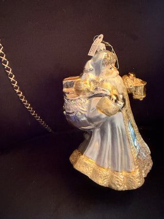 Glassware Art Studio Poland Santa Blown Glass Ornament Hand Painted 7"