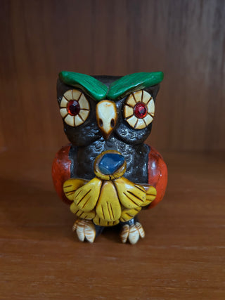 Vtg Clay Owl Figurine