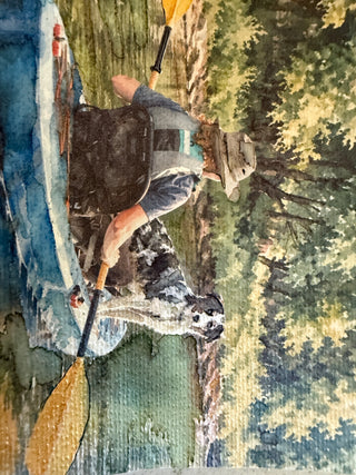 Floating with Australian Shepard glicee framed