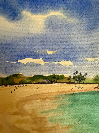 Original watercolor Hawaii Kailua Beach