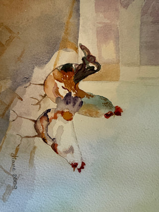 Original Watercolor Duvall Chickens