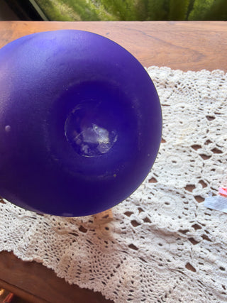 Cobalt frosted Blue Decantar with Silver Tone Metal Crescent Moon Stopper
