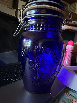 Vintage Crownford Cobalt Blue 2qt. Smithtown Kansas 1882 Preserve Jar Canister