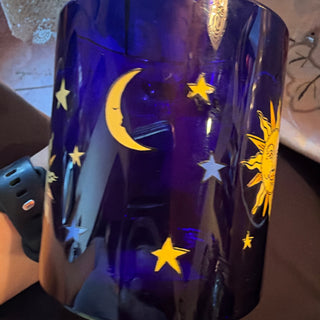 vintage Libbey cobalt blue glass celestial mug