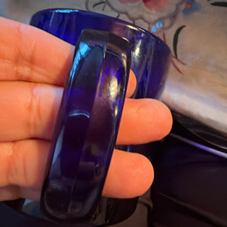 vintage Libbey cobalt blue glass celestial mug