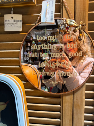 9" whiskey mirror bar art