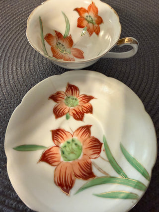 Vintage Teacup/Saucer Regina Orange Floral