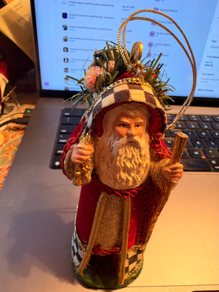 MacKenzie -Childs Style ornament with gold logo charm; authenticity is unvarified