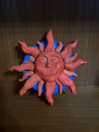 Ceramic Red and Blue Celestial Sun