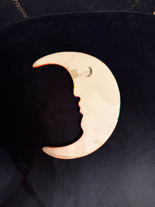 Hand painted Orange Ceramic Sun & Moon Wall Art VV