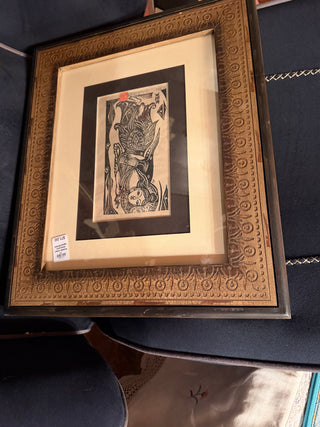 Muscian wood block print signed 89/500