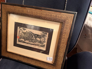 Muscian wood block print signed 89/500