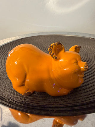 Pig Laying Orange Ceramic