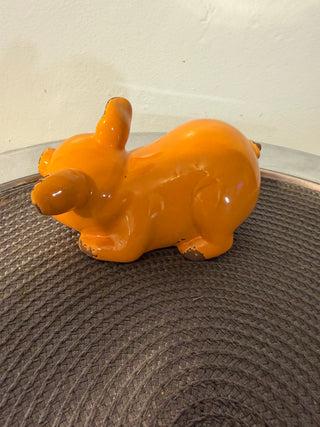 Pig Laying Orange Ceramic
