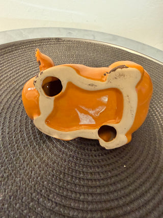 Pig Laying Orange Ceramic