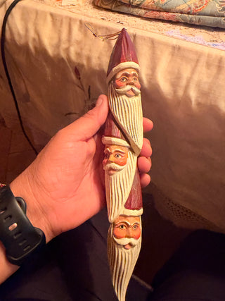 Rustic Folk Art Santa Clause totem Christmas Ornament