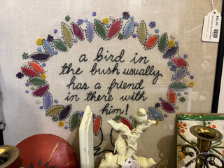 70s Crewel “Bird in the Bush”