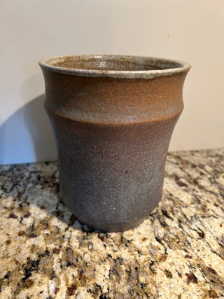Studio Pottery Crock/Vase, Speckled Brown and Grey