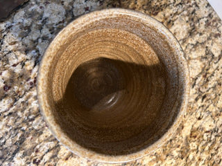 Studio Pottery Crock/Vase, Speckled Brown and Grey