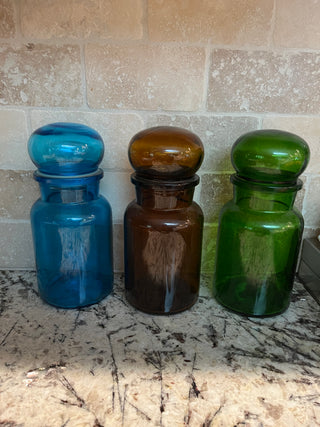 3 Vintage MCM Belgian Mushroom Apothecary Jars
