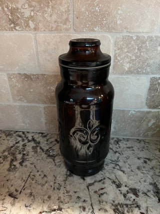 Vintage 70s Amber Fleur-de-Lis Borden Cremona Jar