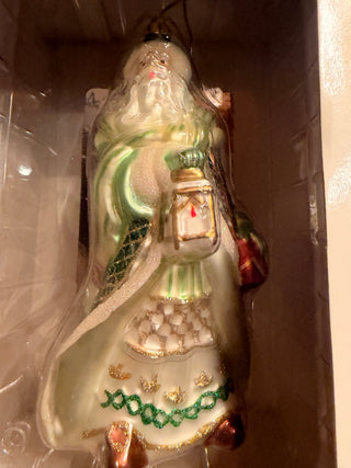 Fitz and Floyd Santa Claus Hand-Painted Glass Christmas Ornament – New in Box