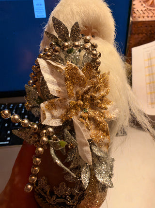 Holiday Santa Claus Figurine Velvet Faux Fur Gold Silver Decorative accents