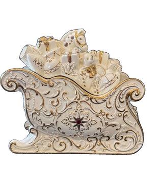 Lenox Florentine & Pearl Jeweled Sleigh Candy Dish Christmas Decor /Cookie Jar