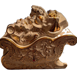 Lenox Florentine & Pearl Jeweled Sleigh Candy Dish Christmas Decor /Cookie Jar
