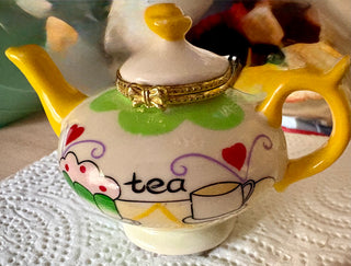 Vintage Tiny Ceramic Teapot with Hinged Lid