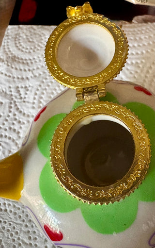 Vintage Tiny Ceramic Teapot with Hinged Lid