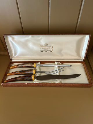 Vintage Sheffield Stag Carving Set, Made in England