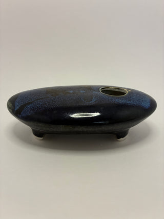 Signed  Studio Pottery Ikebana Vase with Matching Tray”