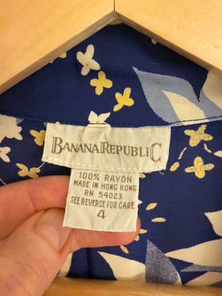 Old Label Banana Republic Flowered  Rayon Dress, 4