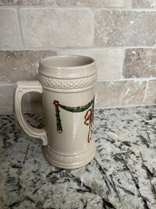 Vintage Beer Stein German Christmas Wreath & Saying