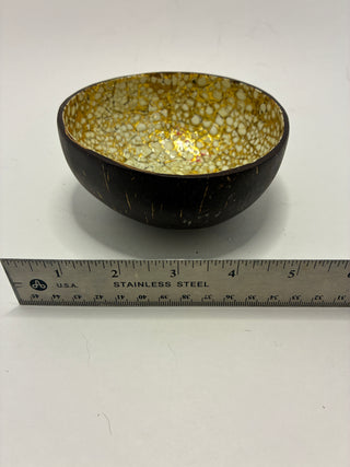 Hand-Painted Coconut Shell Bowl with Lacquered Eggshell/Mother of Pearl Inlay RCD