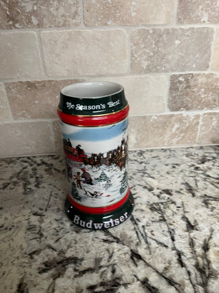 Vintage Budweiser Christmas Beer Stein 1991
